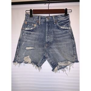 Agolde Blue Distressed Jean Shorts